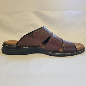 Men's Dr. Scholl's Gordon Slide Sandals, Size 12M, Leather Memory Foam, Brown